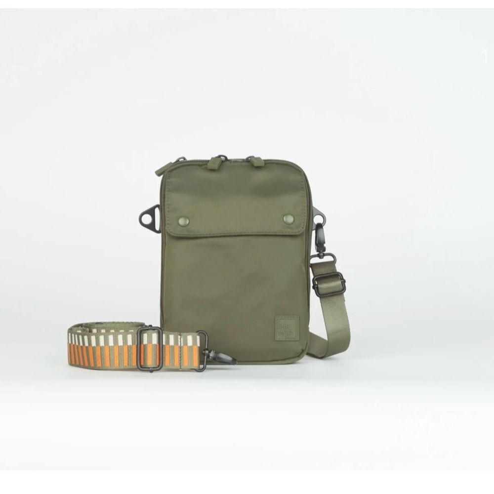 Stylish Olive Green Crossbody Bag with Patterned 2- Strap